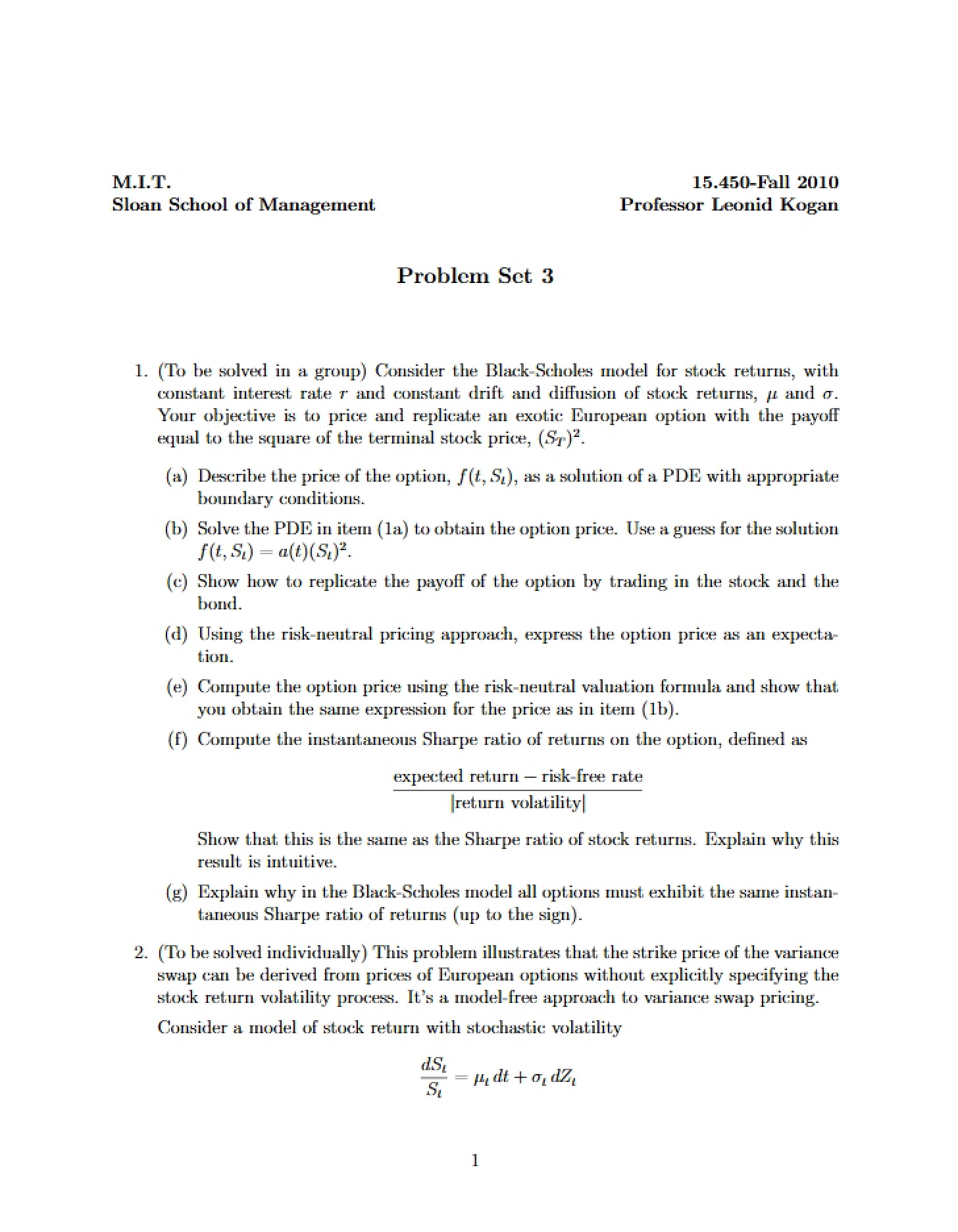 Third Problem Set