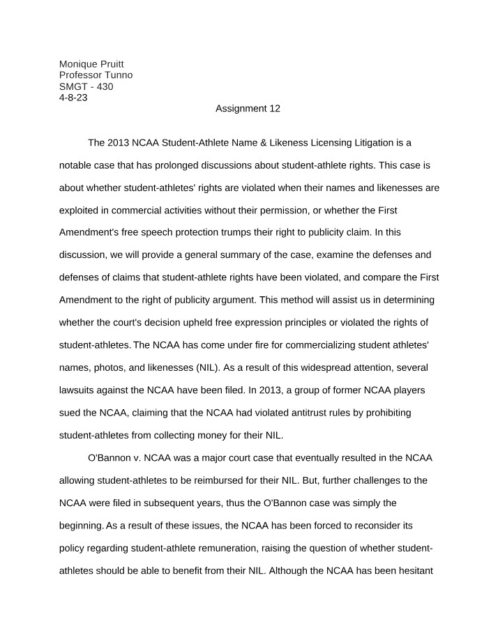 Sports Management Assignment 12