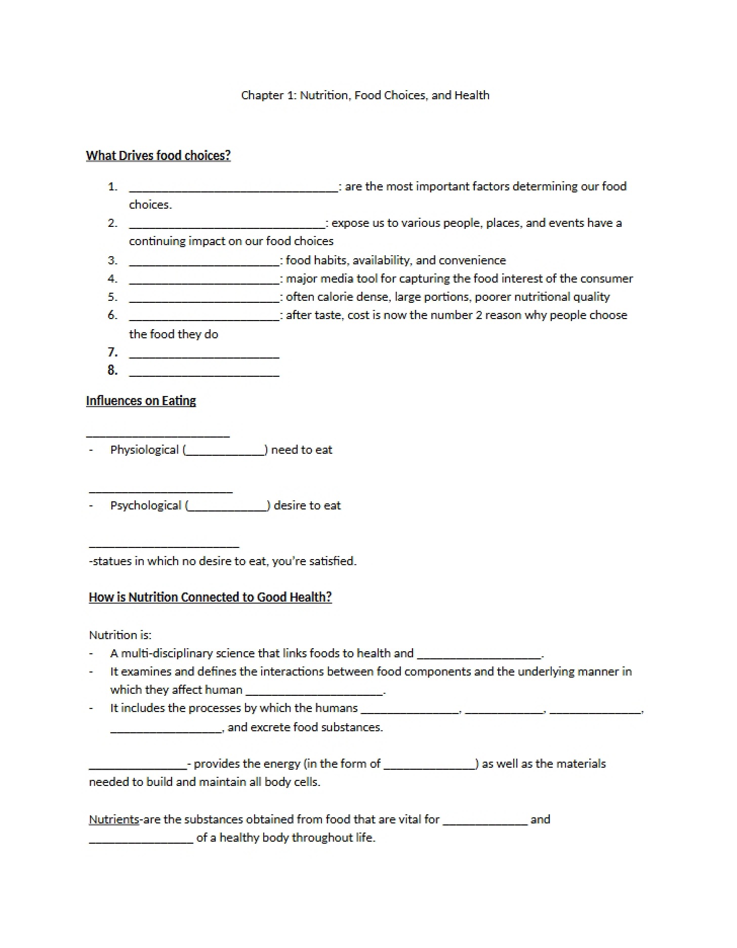 Nutrition Chapter 1