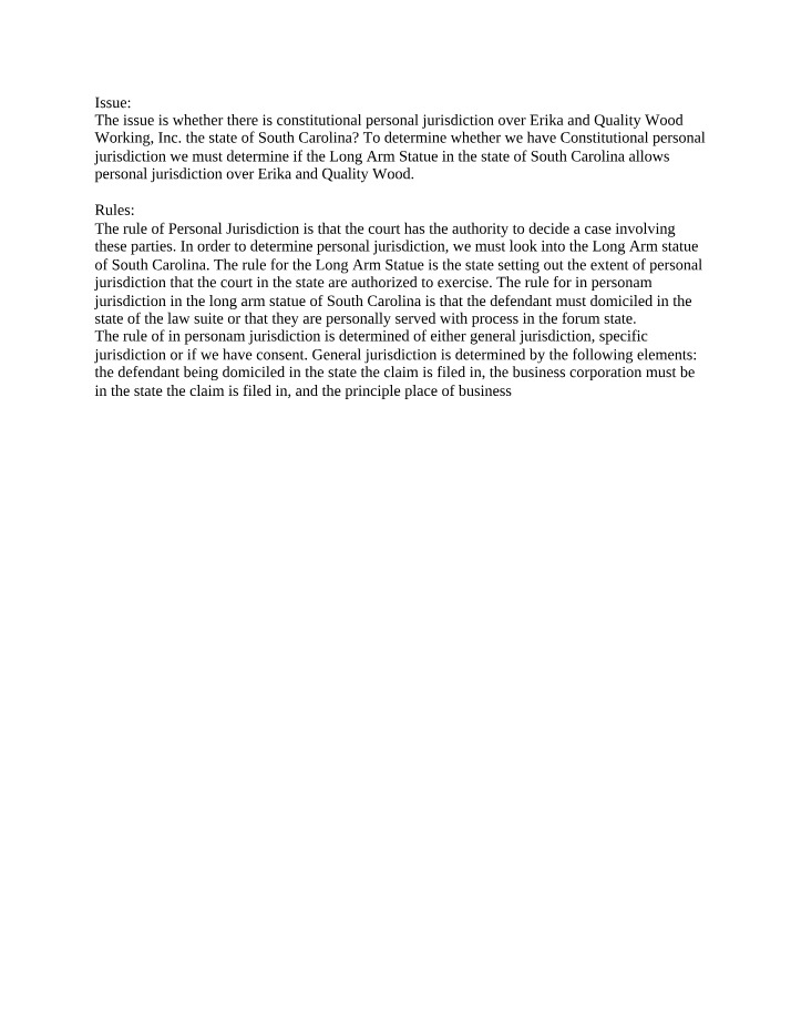 Writing Exercise for Civil Procedure