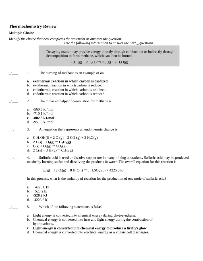 Thermochemistry - Exothermic Reactions and Enthalpy Changes