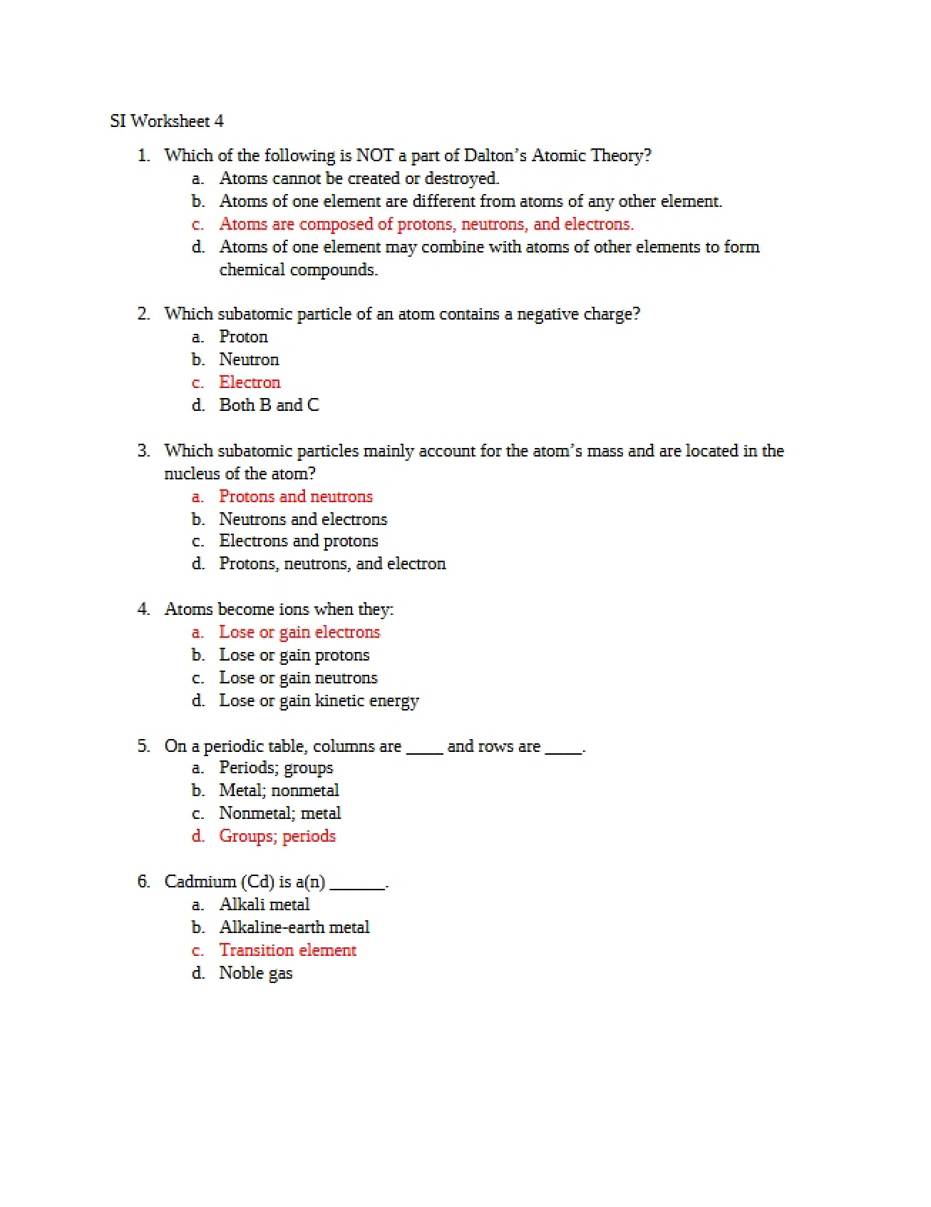 Study Guide for Chemistry