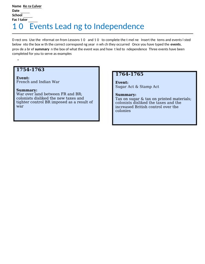 Leading Events to Independence