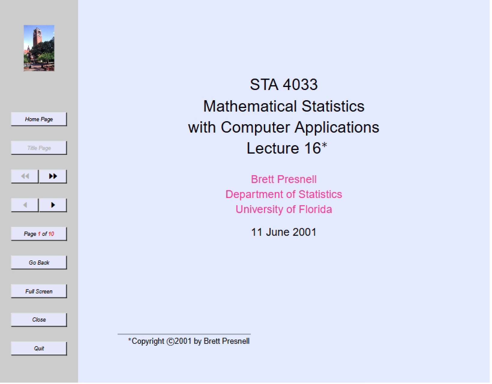 Lecture 16 STA 4033