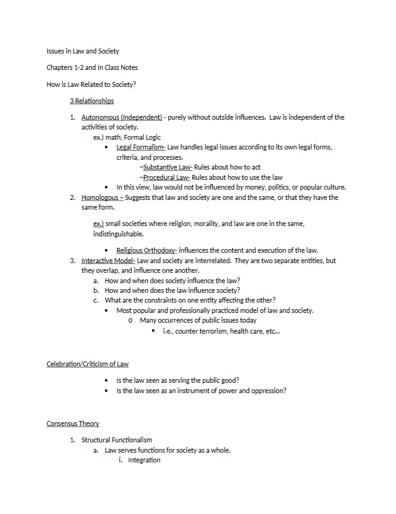 Law and Society Issues