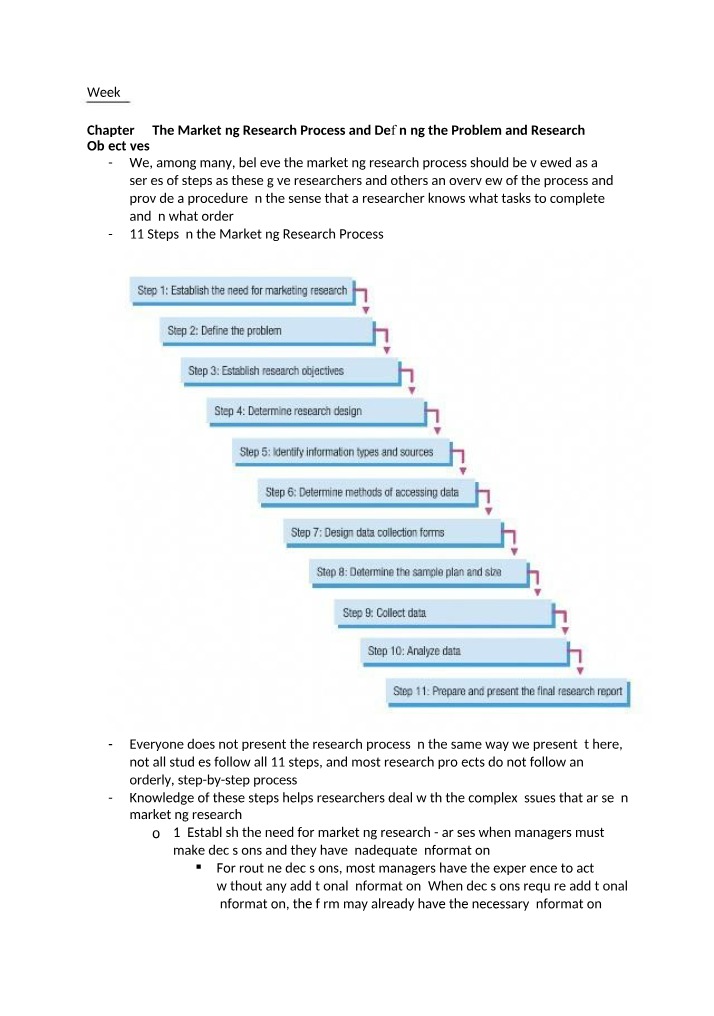 Steps, Objectives, and Design of the Marketing Research Process