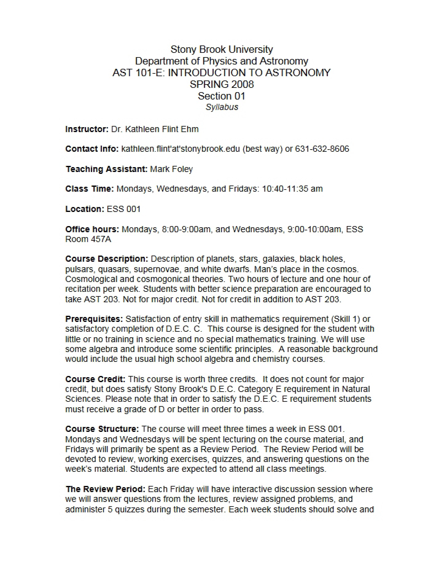 Course Syllabus