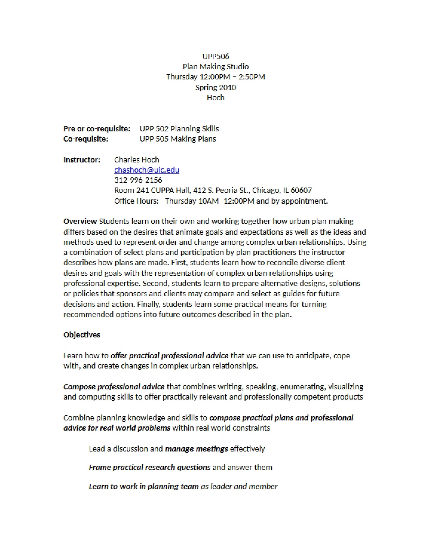 Class Syllabus Document