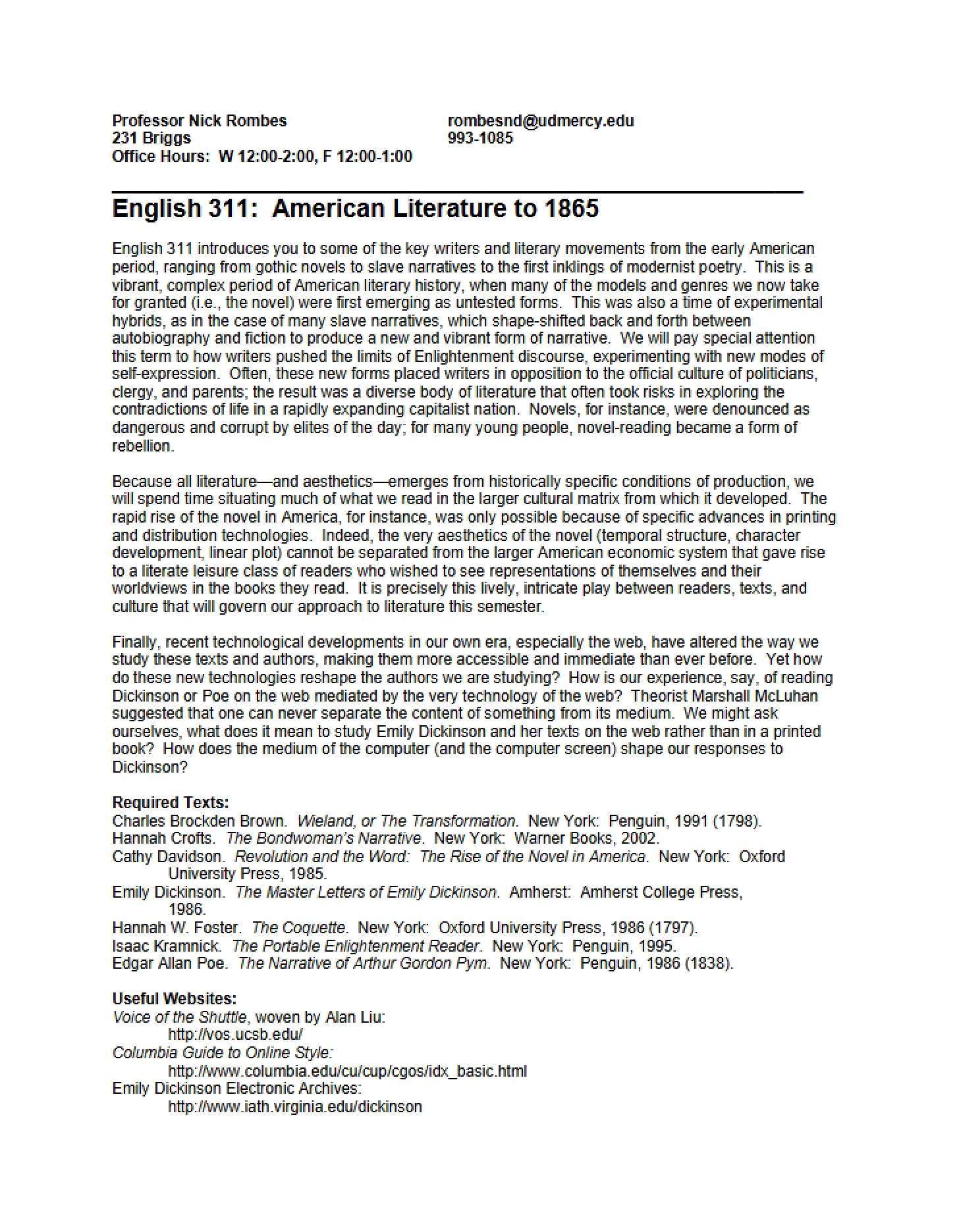 Class Outline