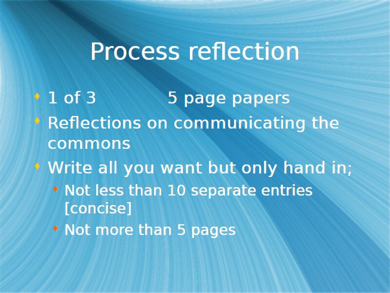 Reflection on the Process