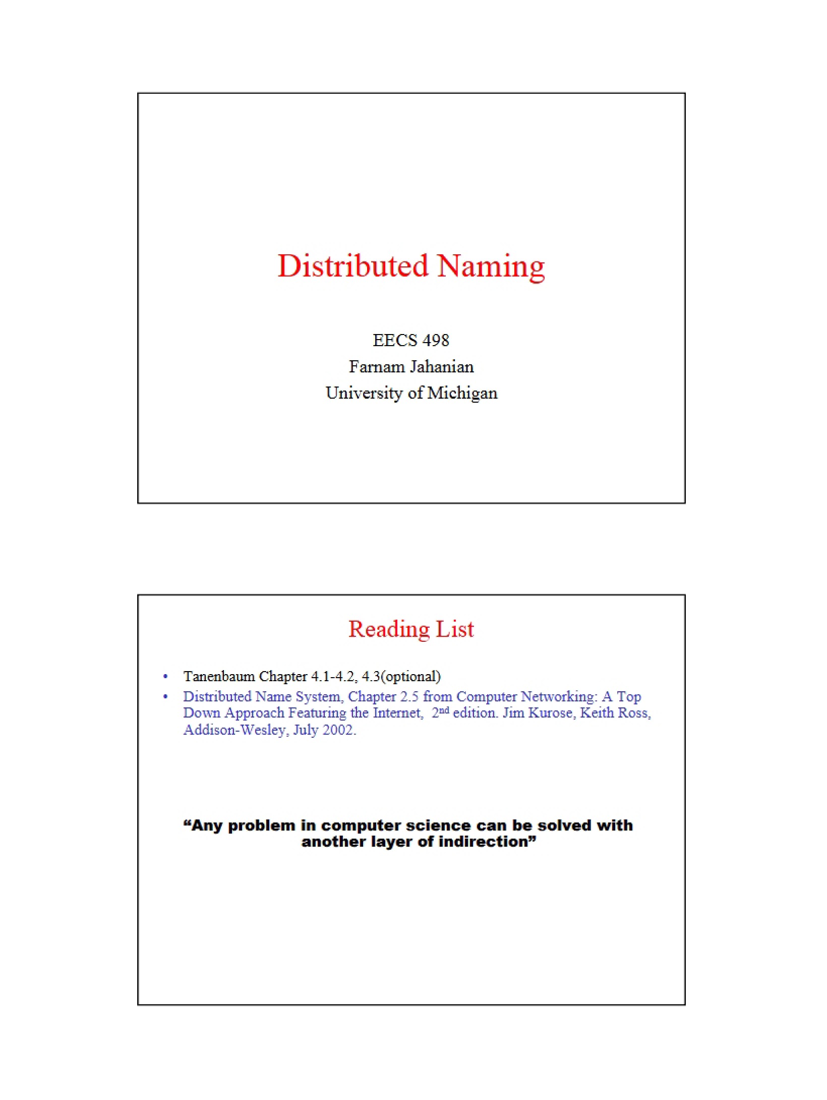 Naming in Distributed Systems