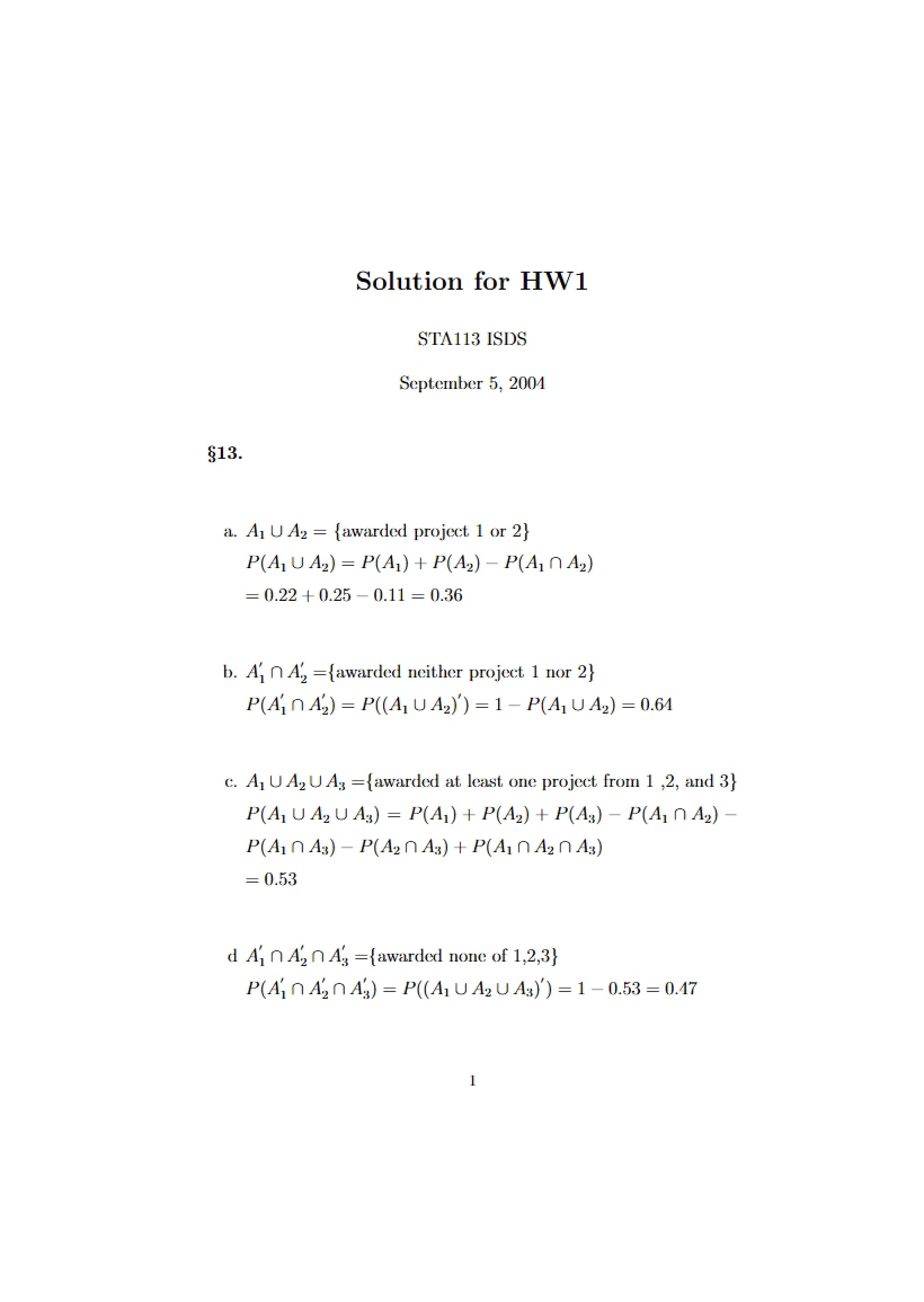 HW1 Answer Key