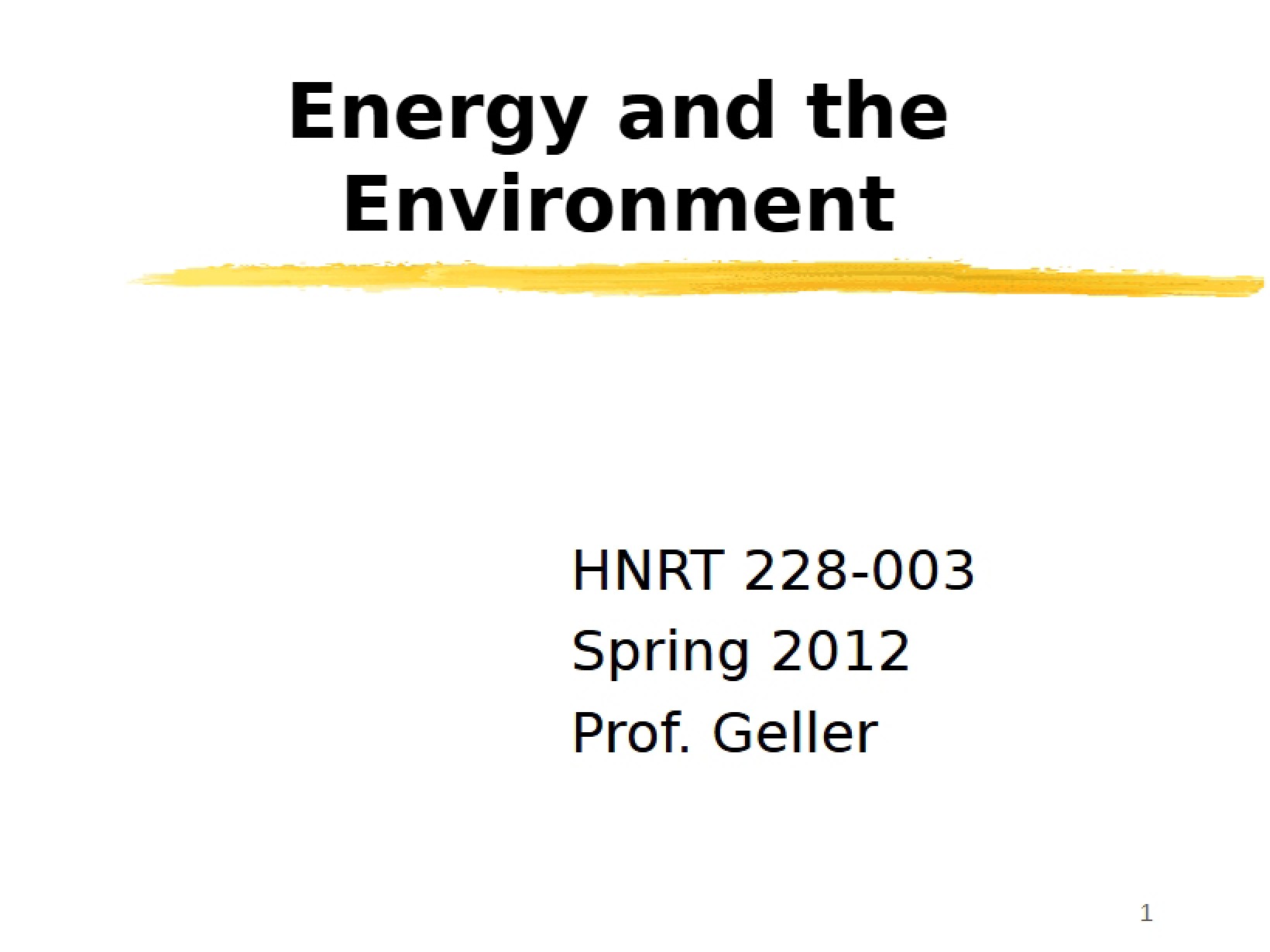 Environment and Energy