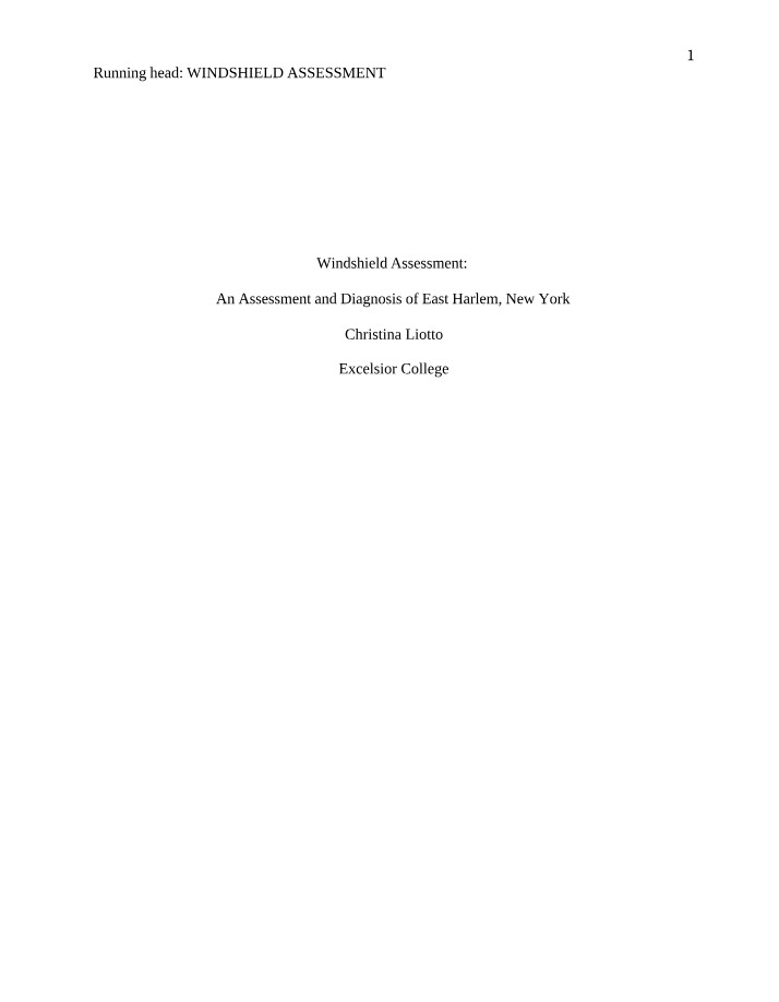 Windshield Community Health Assessment