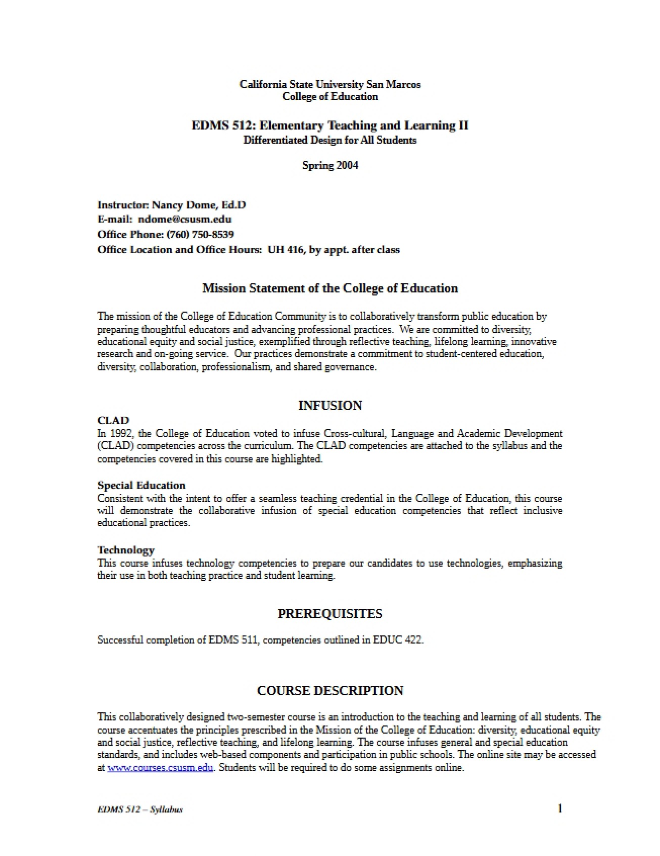 Elementary Teaching and Learning Two Syllabus V2