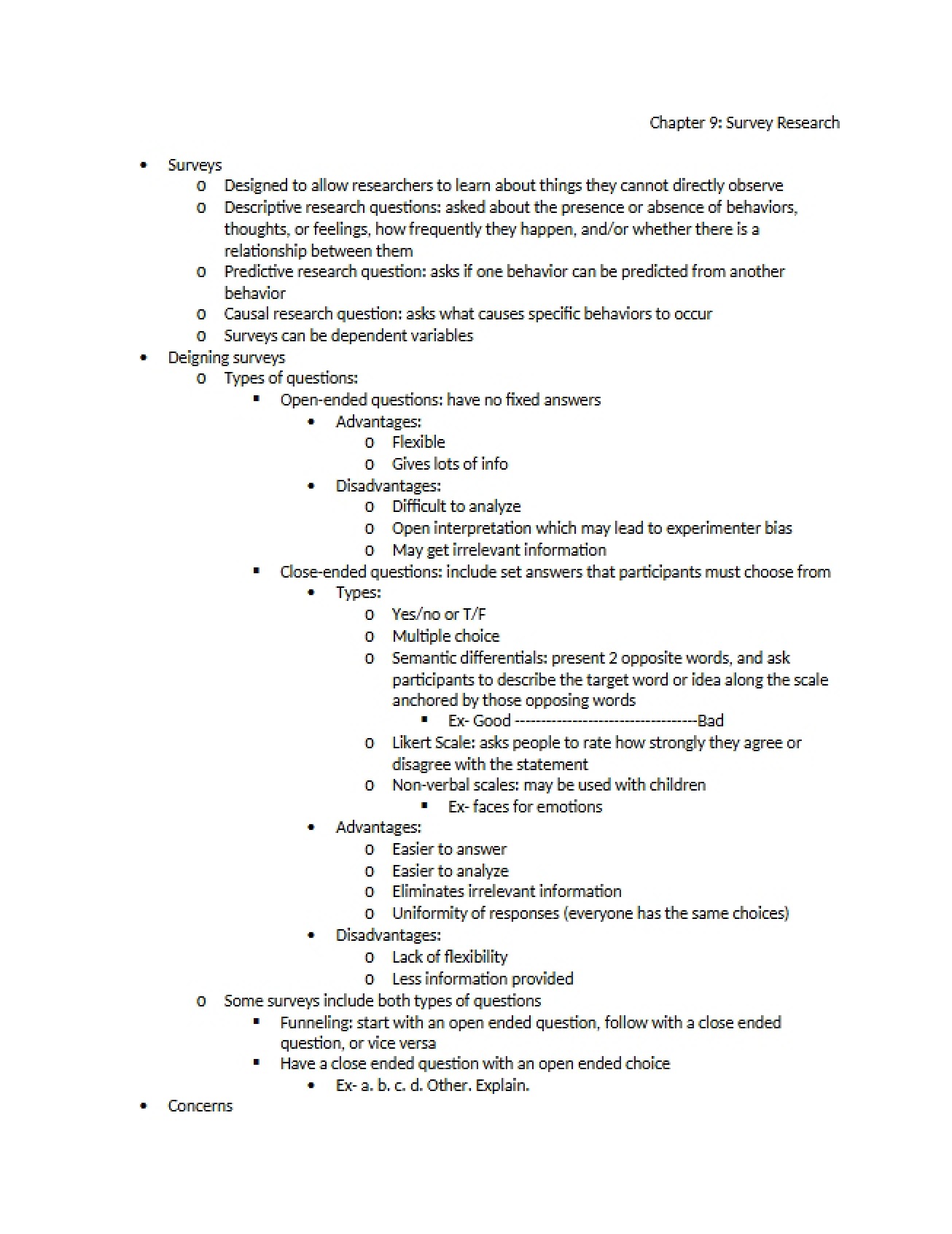 Research via Surveys (Chapter Nine)