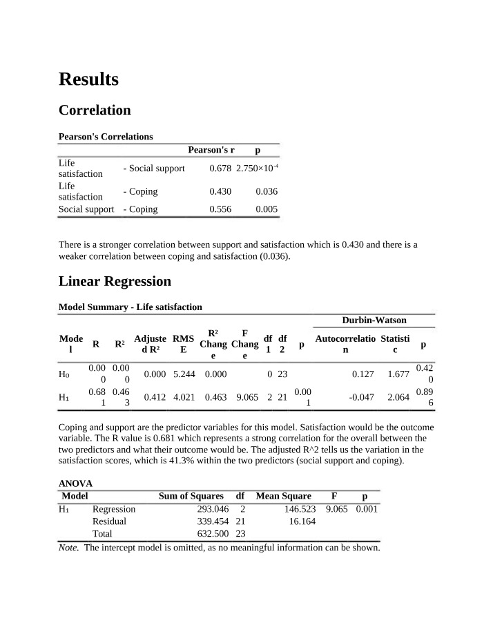Life Satisfaction - Week 8