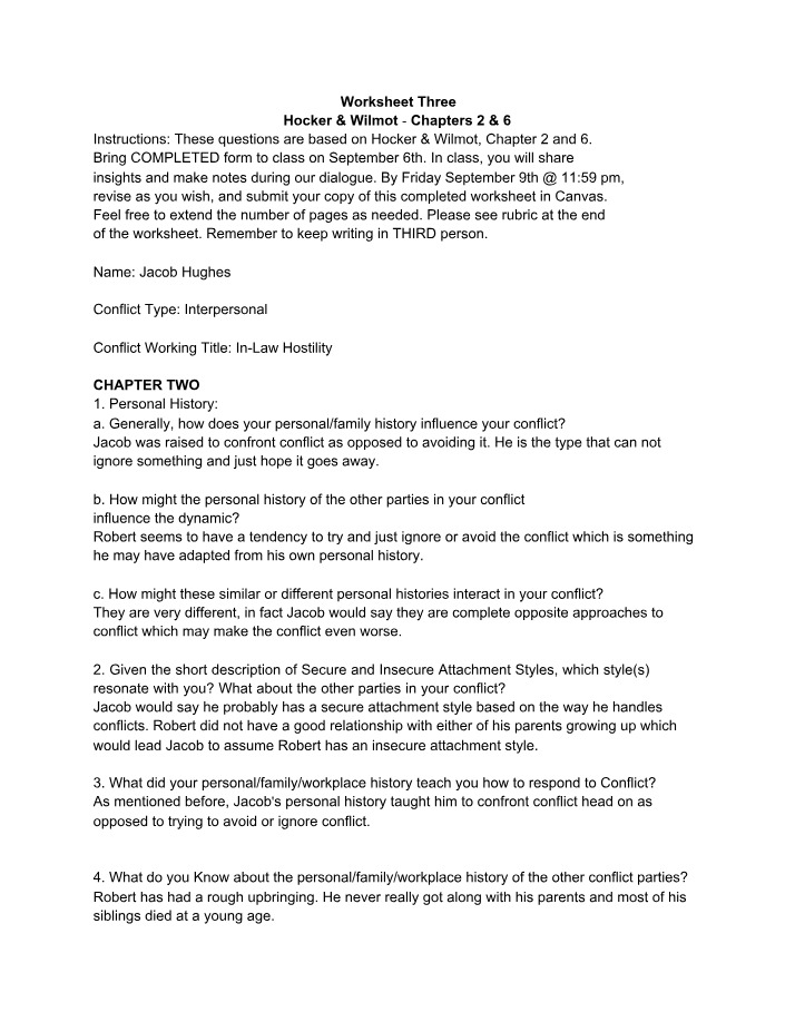 Conflict Resolution Worksheet 3