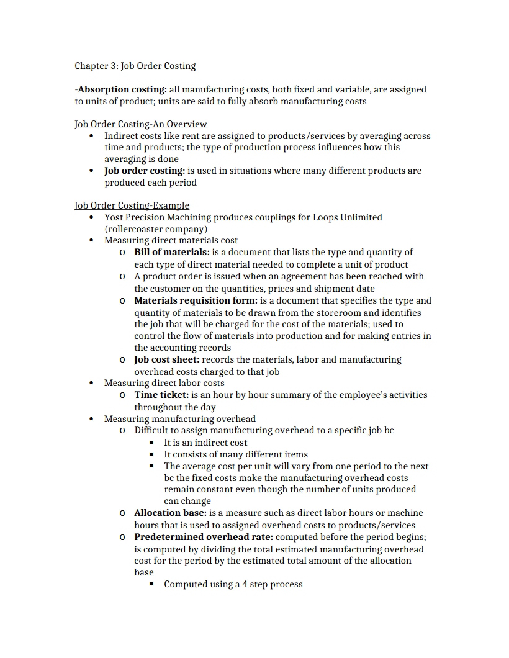 Job Order Costing Chapter 3