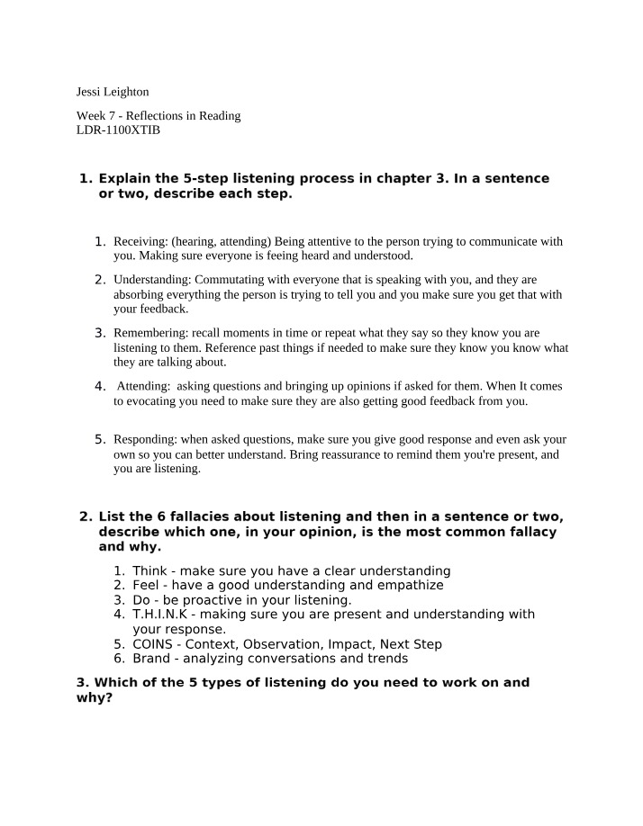 The 5-Step Listening Process - Attentiveness