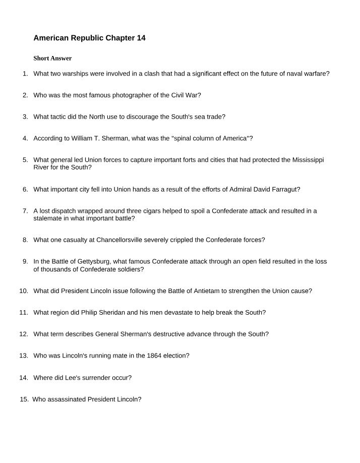 Chapter 14 - American Republic