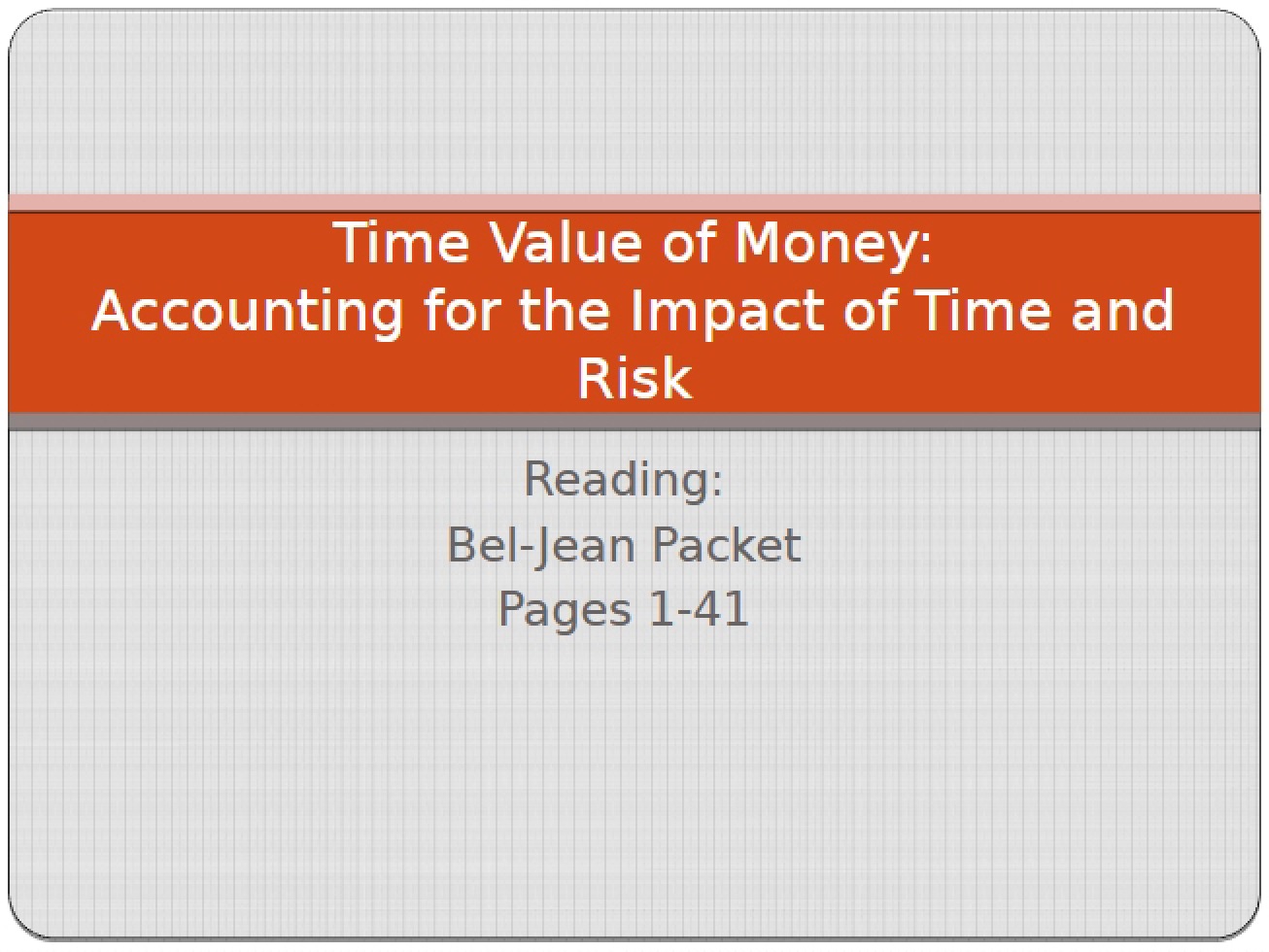Money's Time Value
