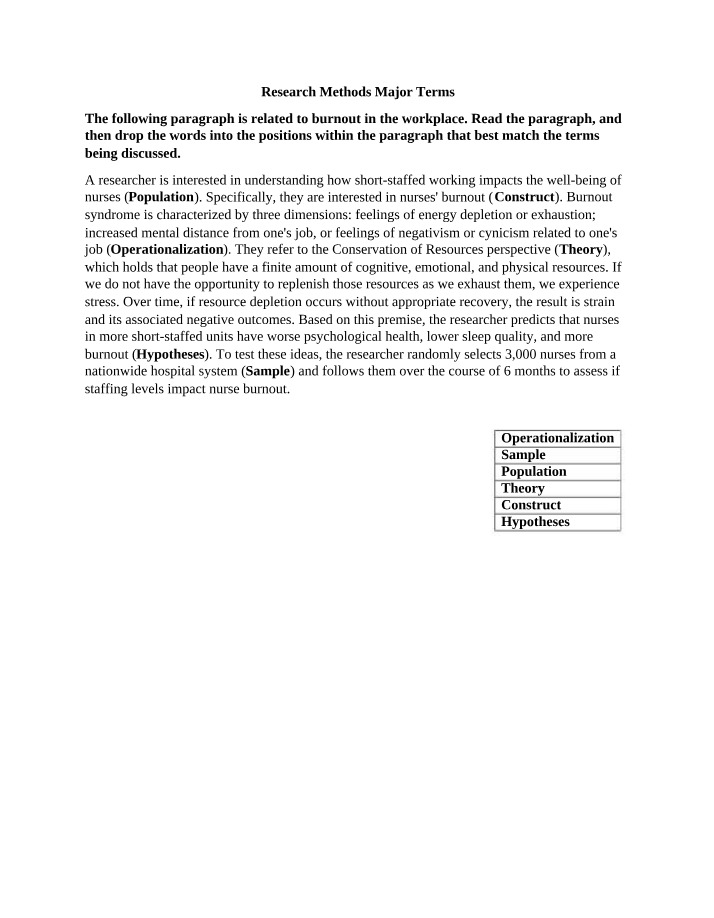 Major Terms in Research Methods