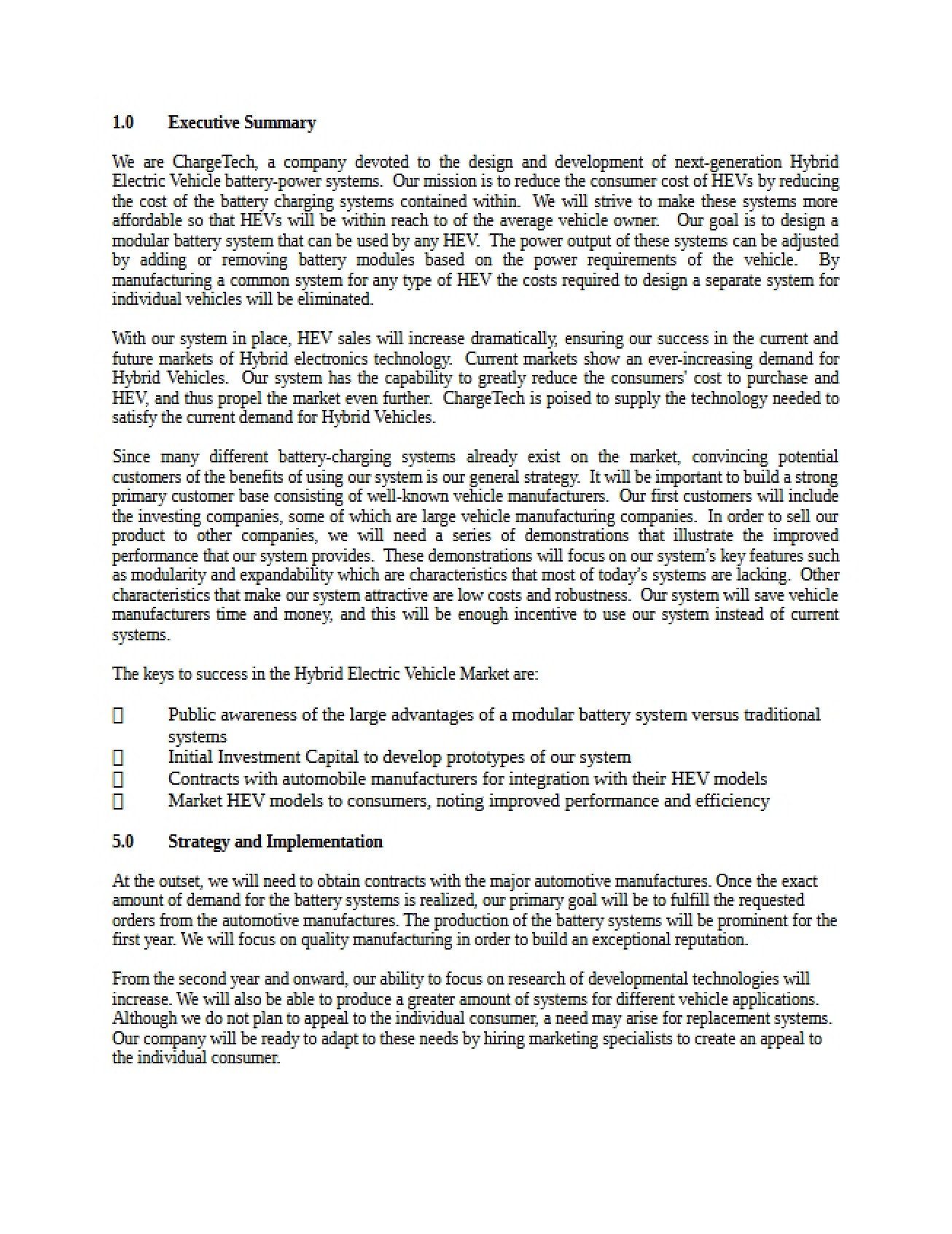 Summary Executive - Senior Design II