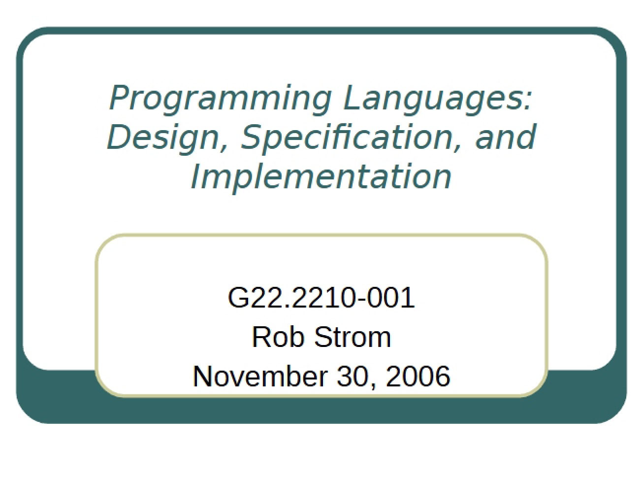 Design and Implementation Specifications