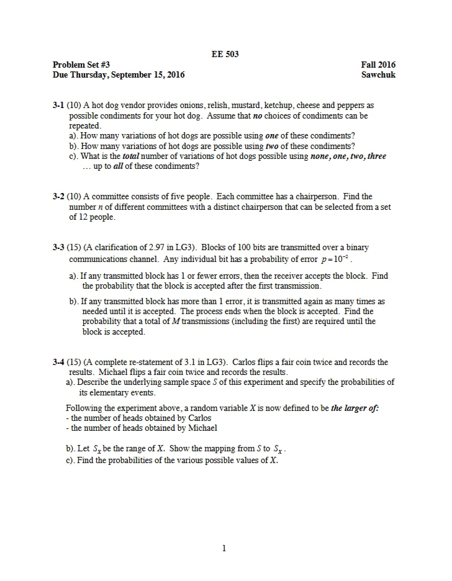 Problem Set 3 - 2 Pages