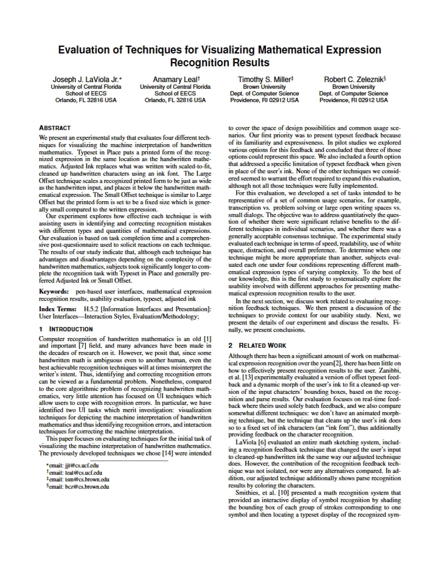 Visualizing Mathematical Expression Recognition Results Evaluation of Techniques