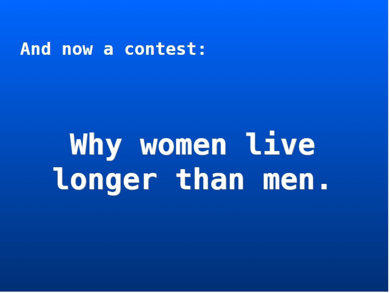 Longevity Comparison Women vs Men