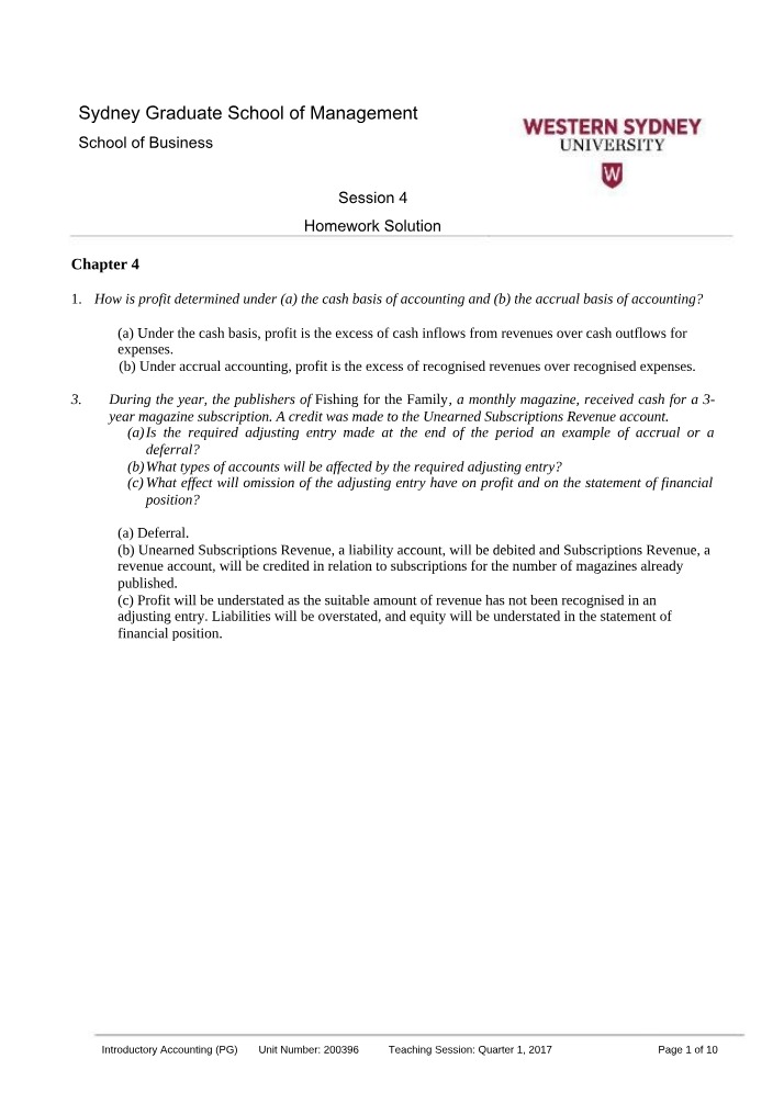 Session 4 Homework Solution (Introductory Accounting)