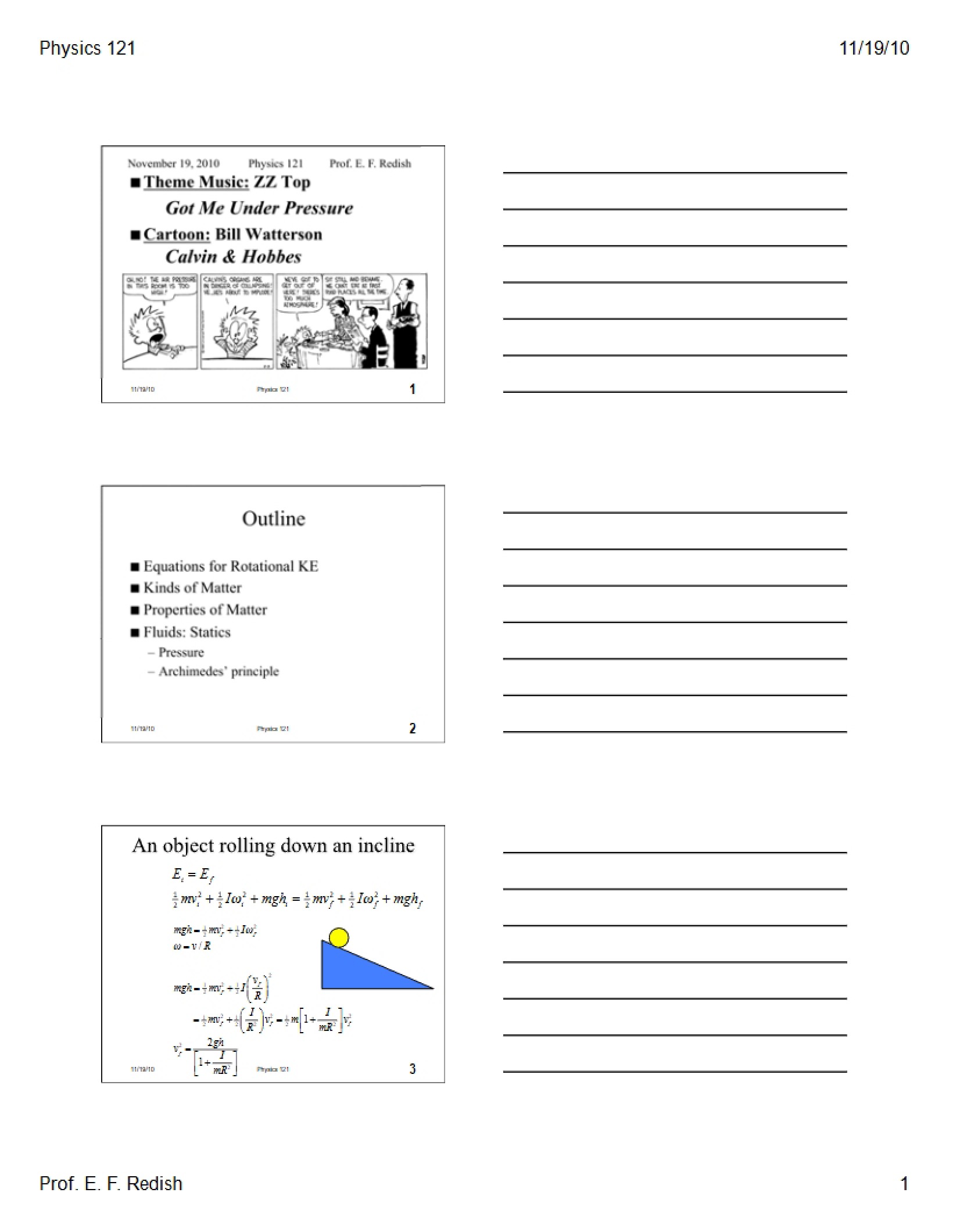 Slideshow Notes - PHYS 121