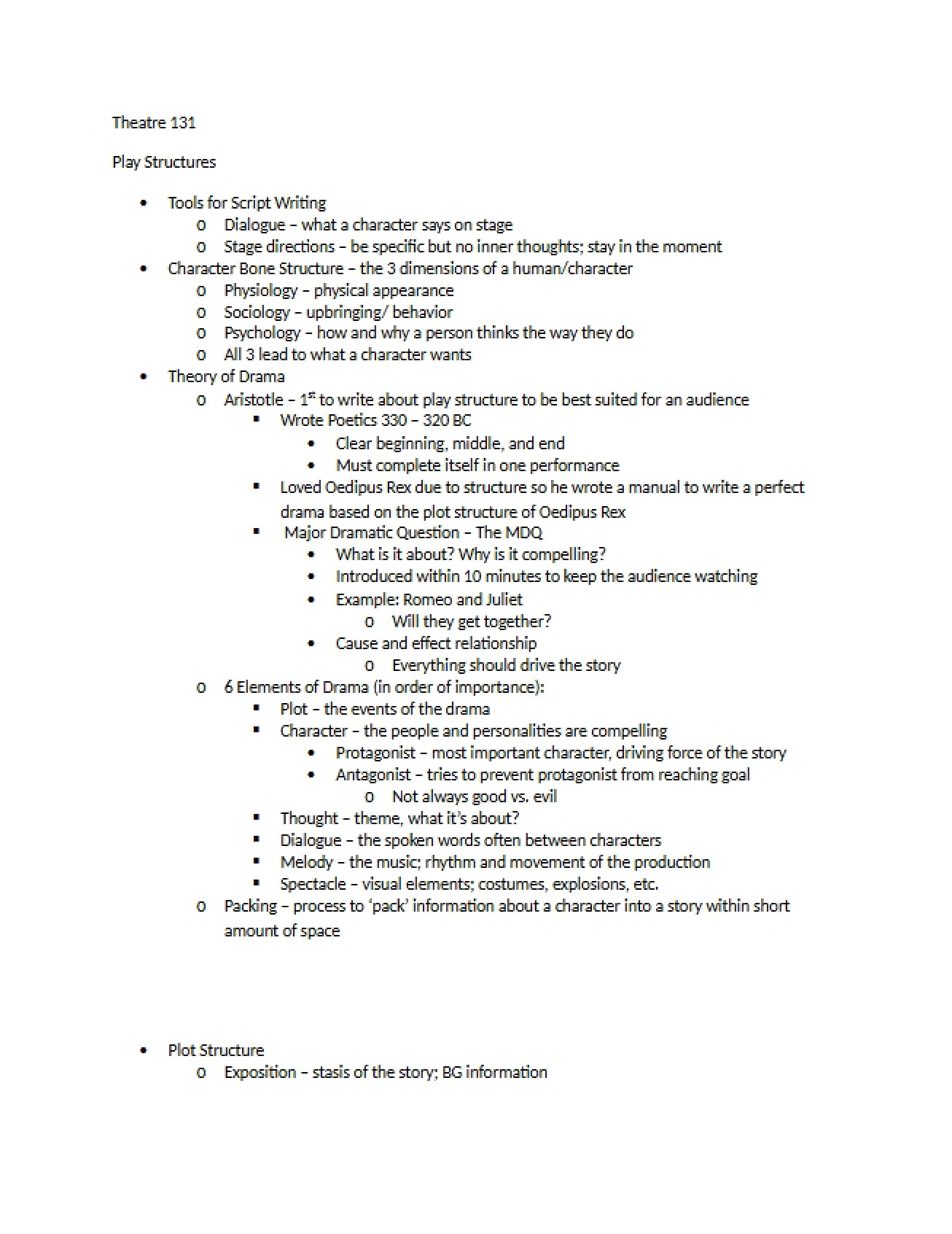 Examination of the Structure of a Play
