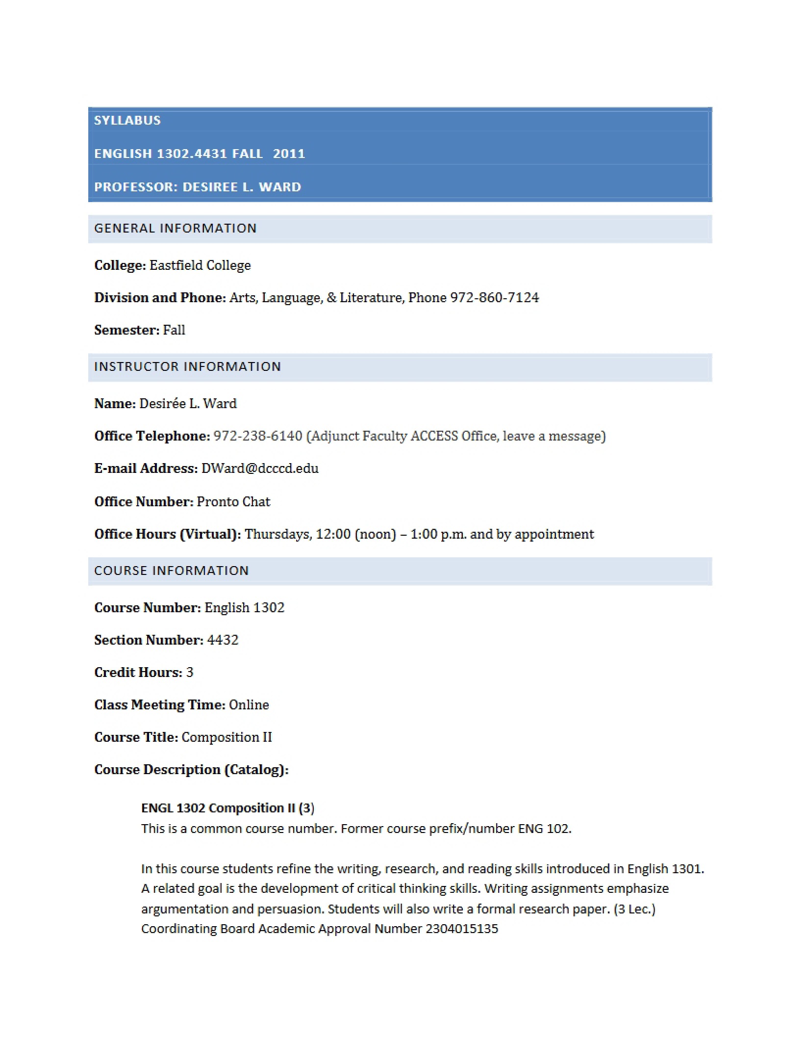 Syllabus - 8 Pages