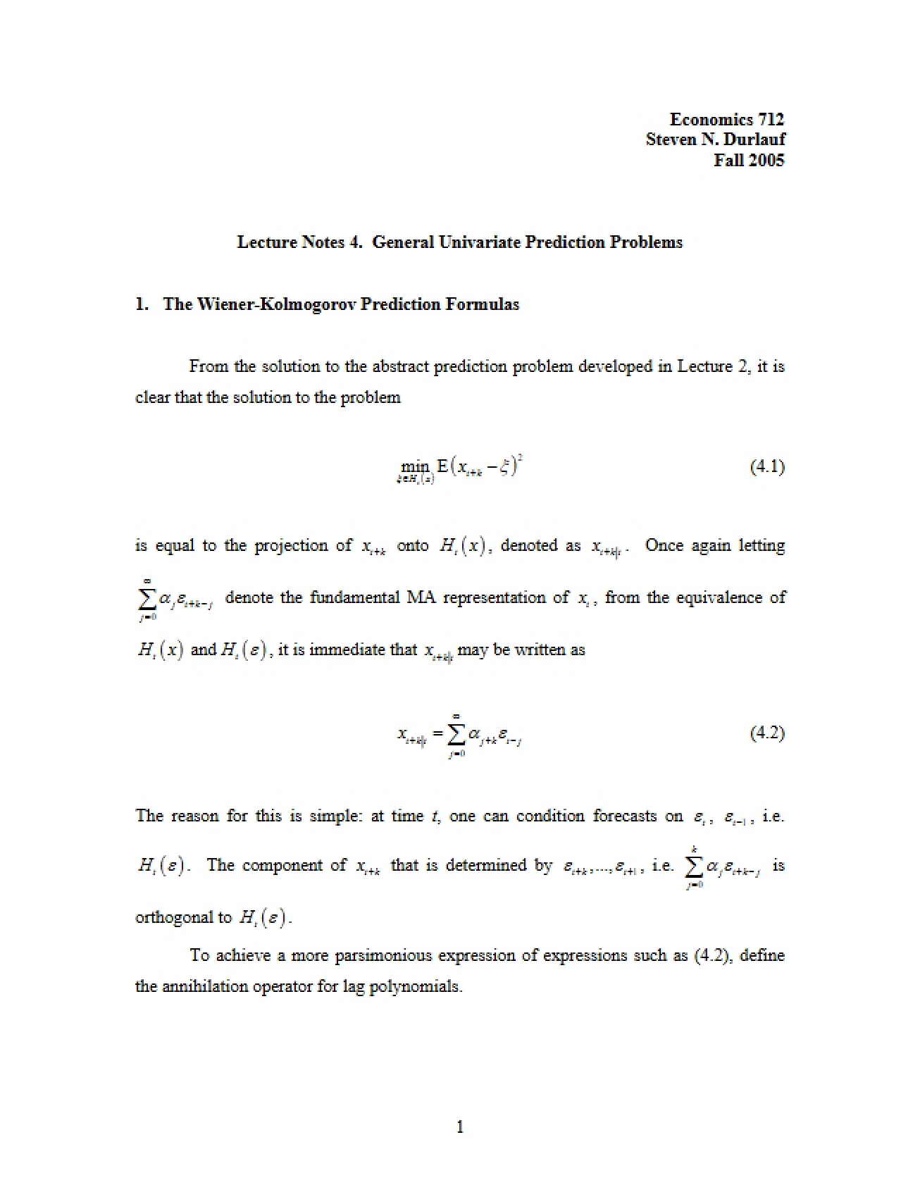 Problems in General Univariate Prediction