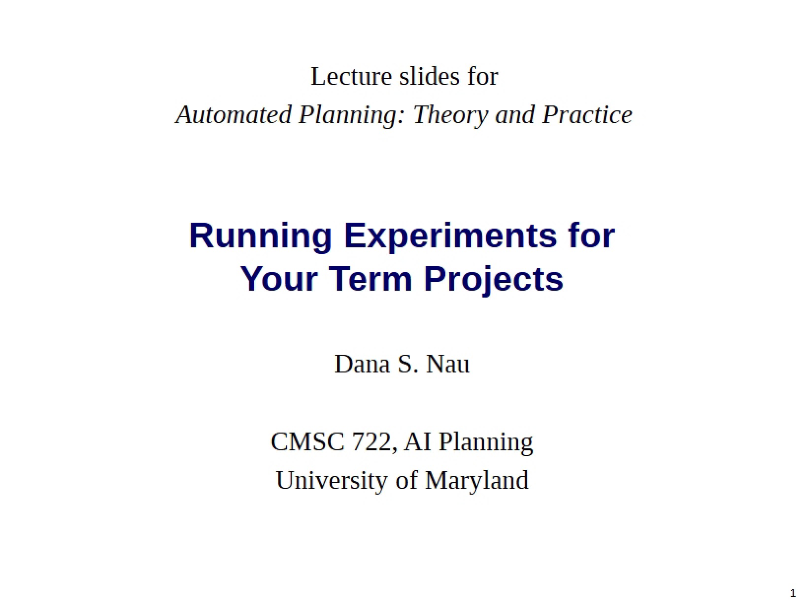 Term Projects Running Experiments