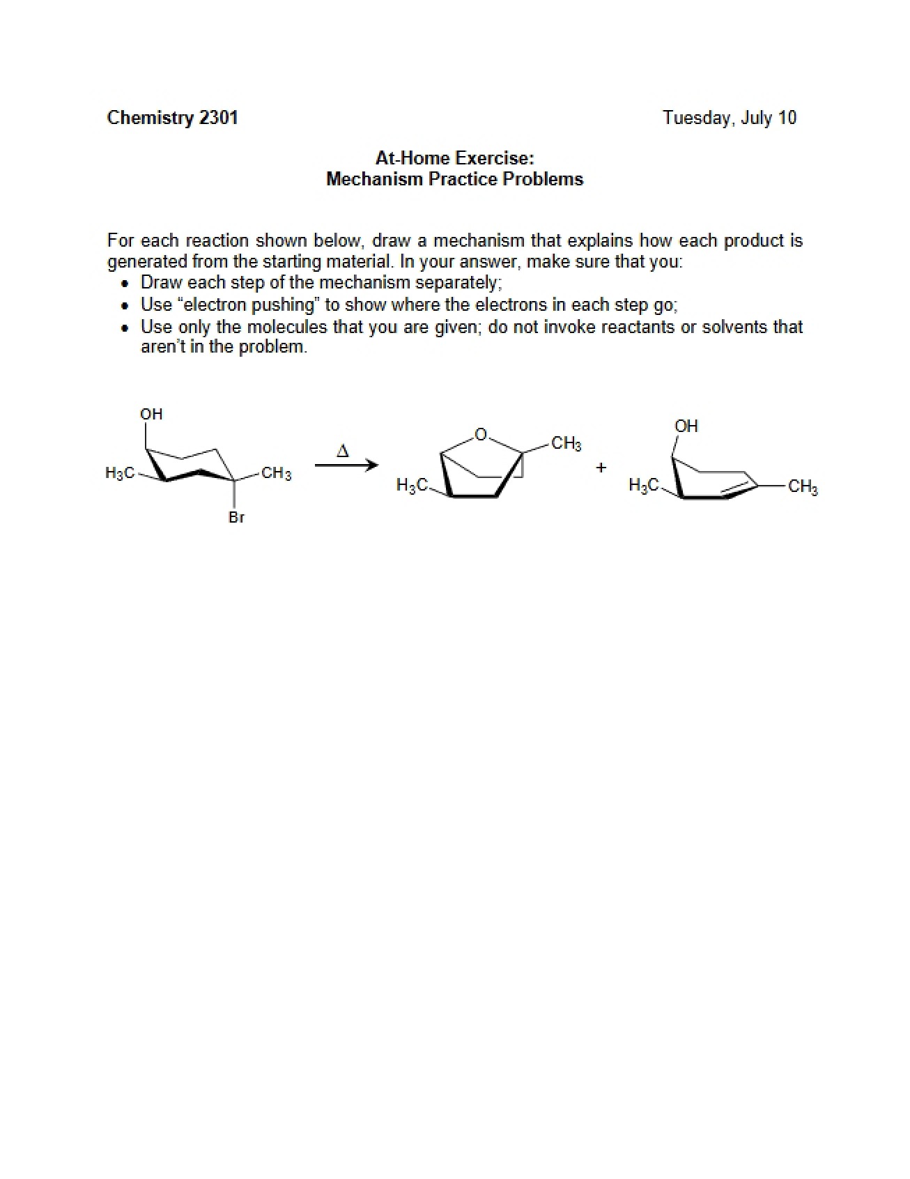Practice Problems Mechanisms