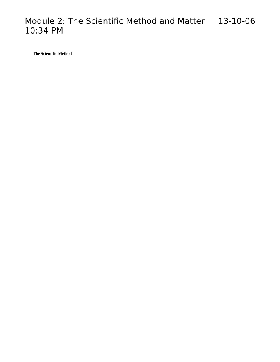 Scientific Method and Matter - CHEM1101 Module 2