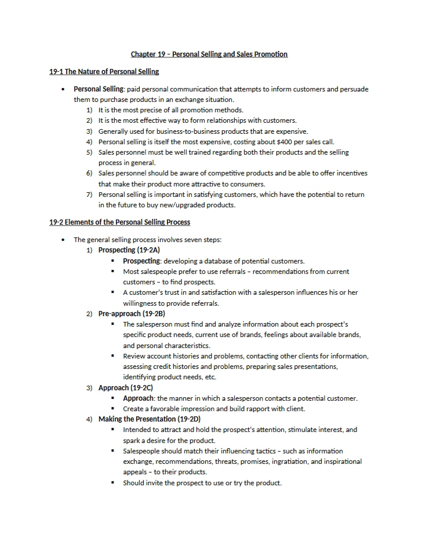 Personal Selling and Sales Promotion Chapter 19