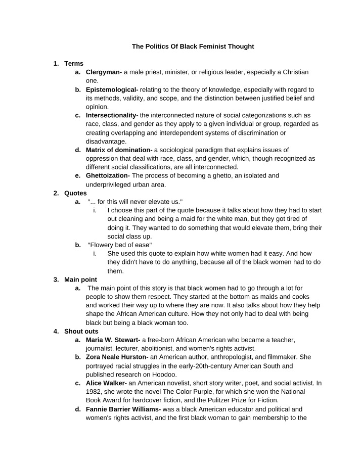Intersectionality in Black Feminist Thought