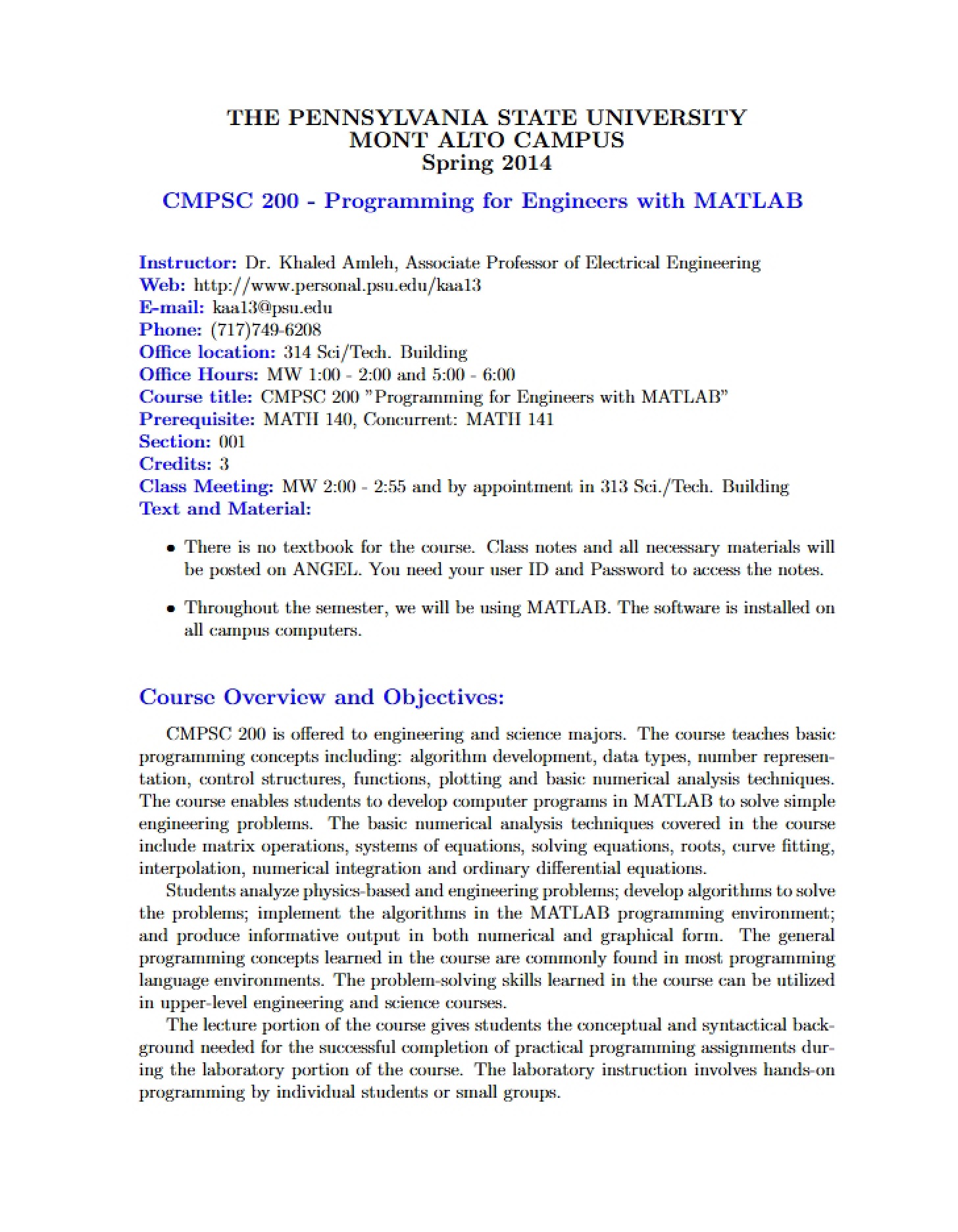 MATLAB Programming for Engineers