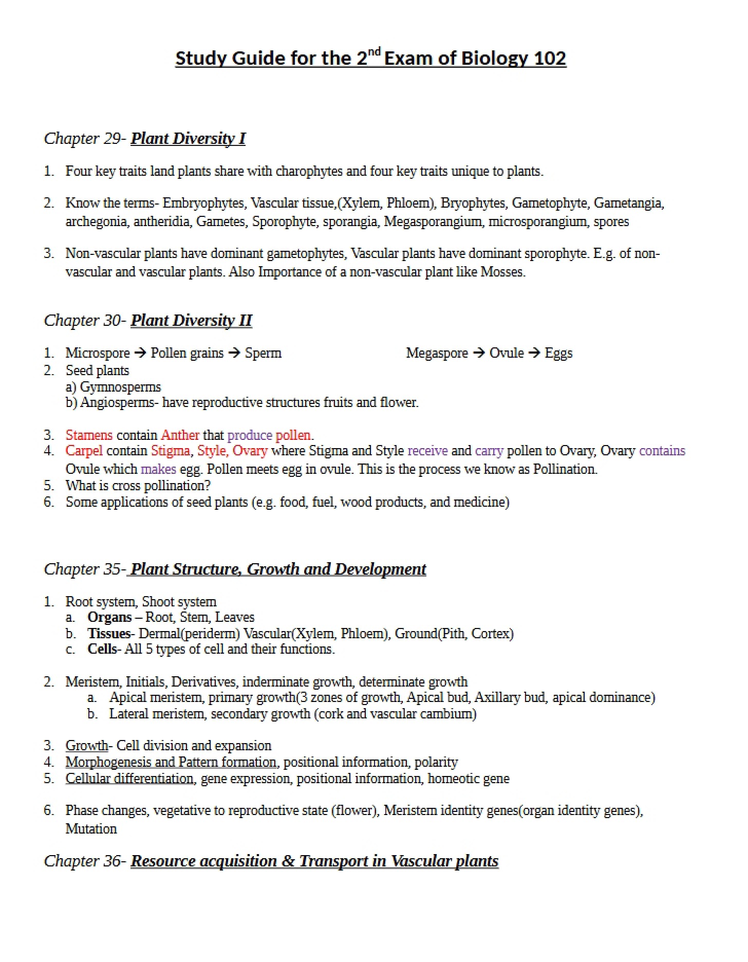 Exam Two Guide (102)