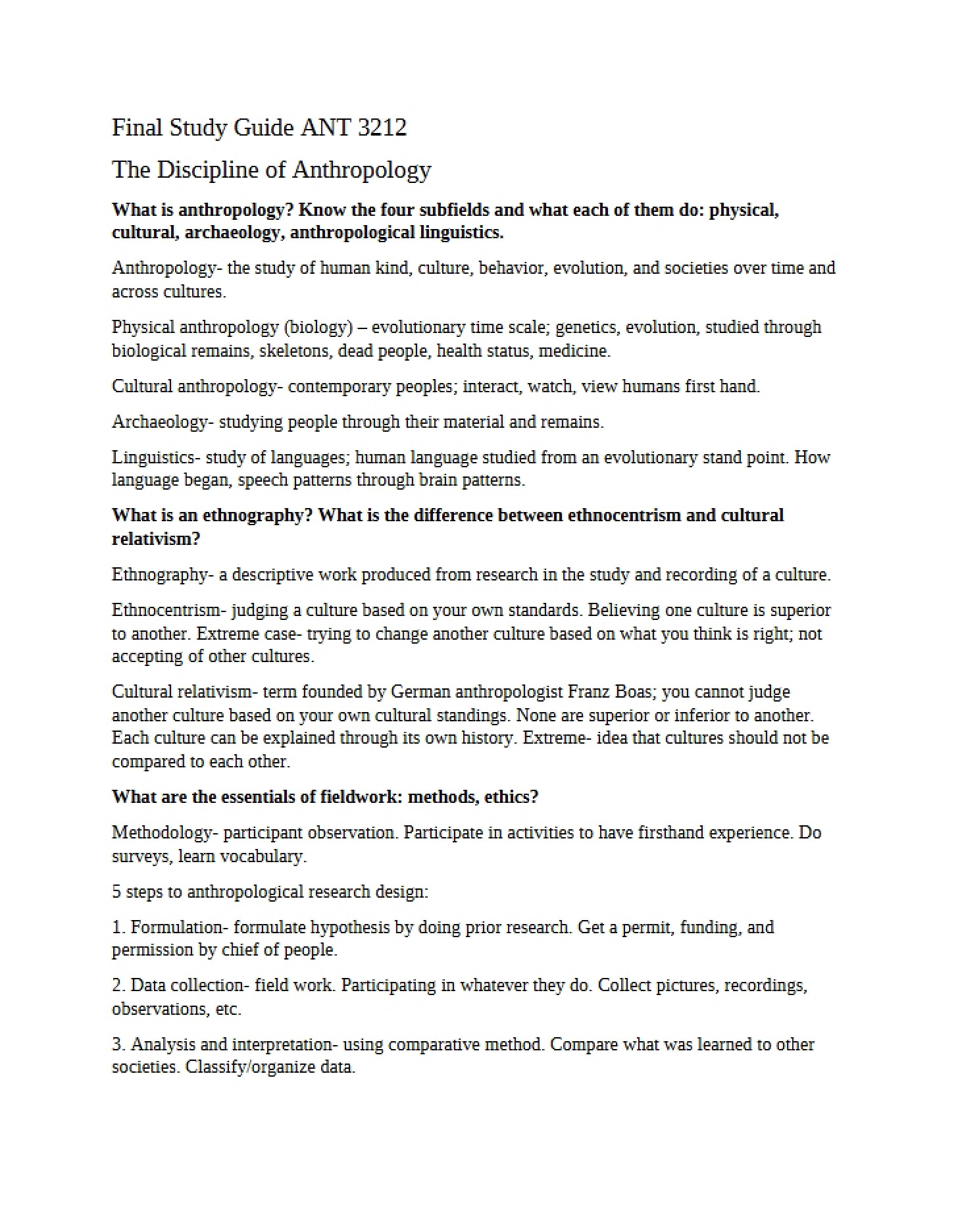 Anthropology as an Academic Discipline