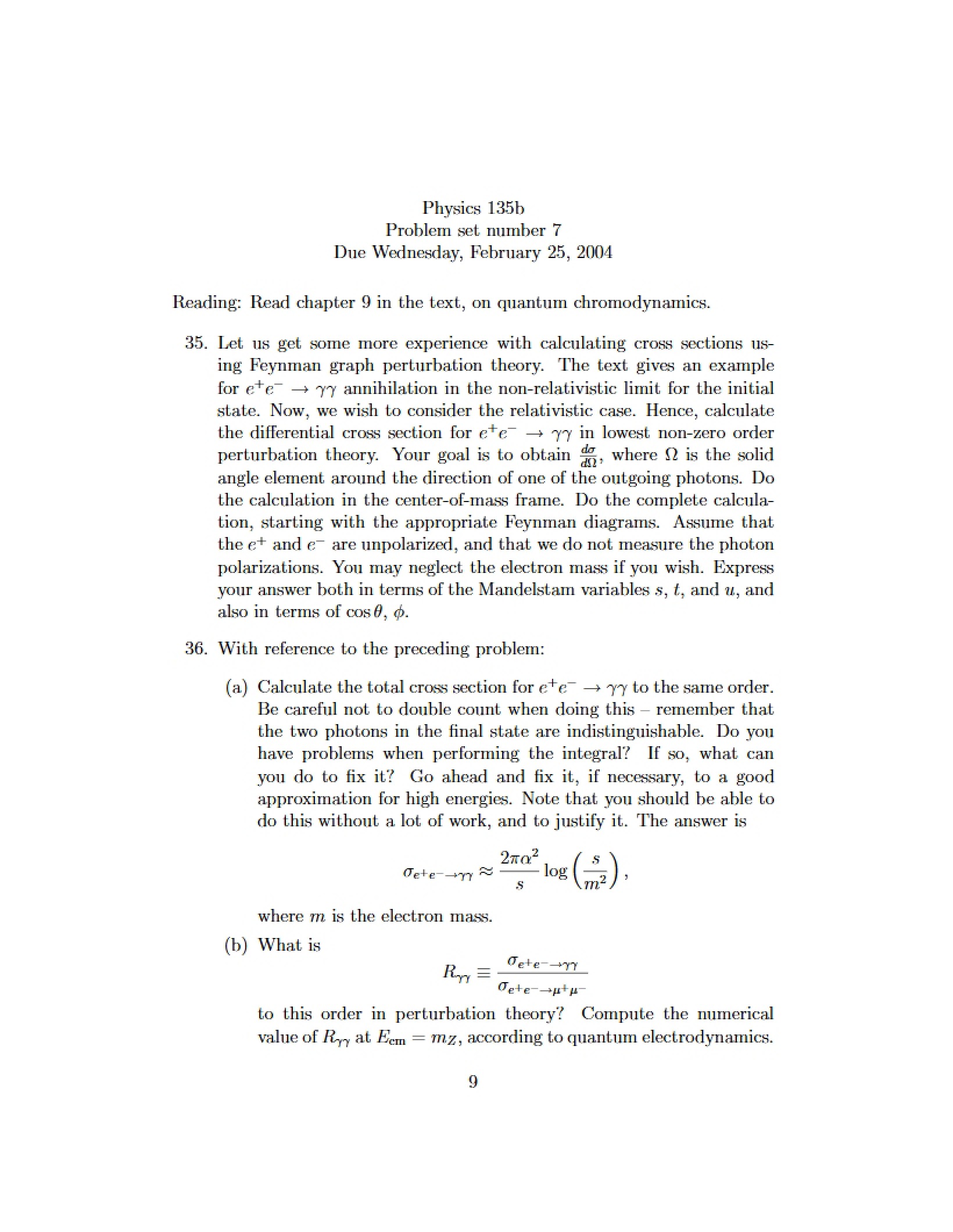 Problem Set Seven