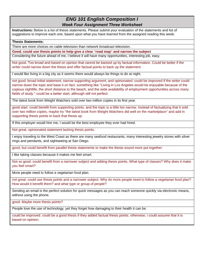 Worksheet - Week Four Assignment Three