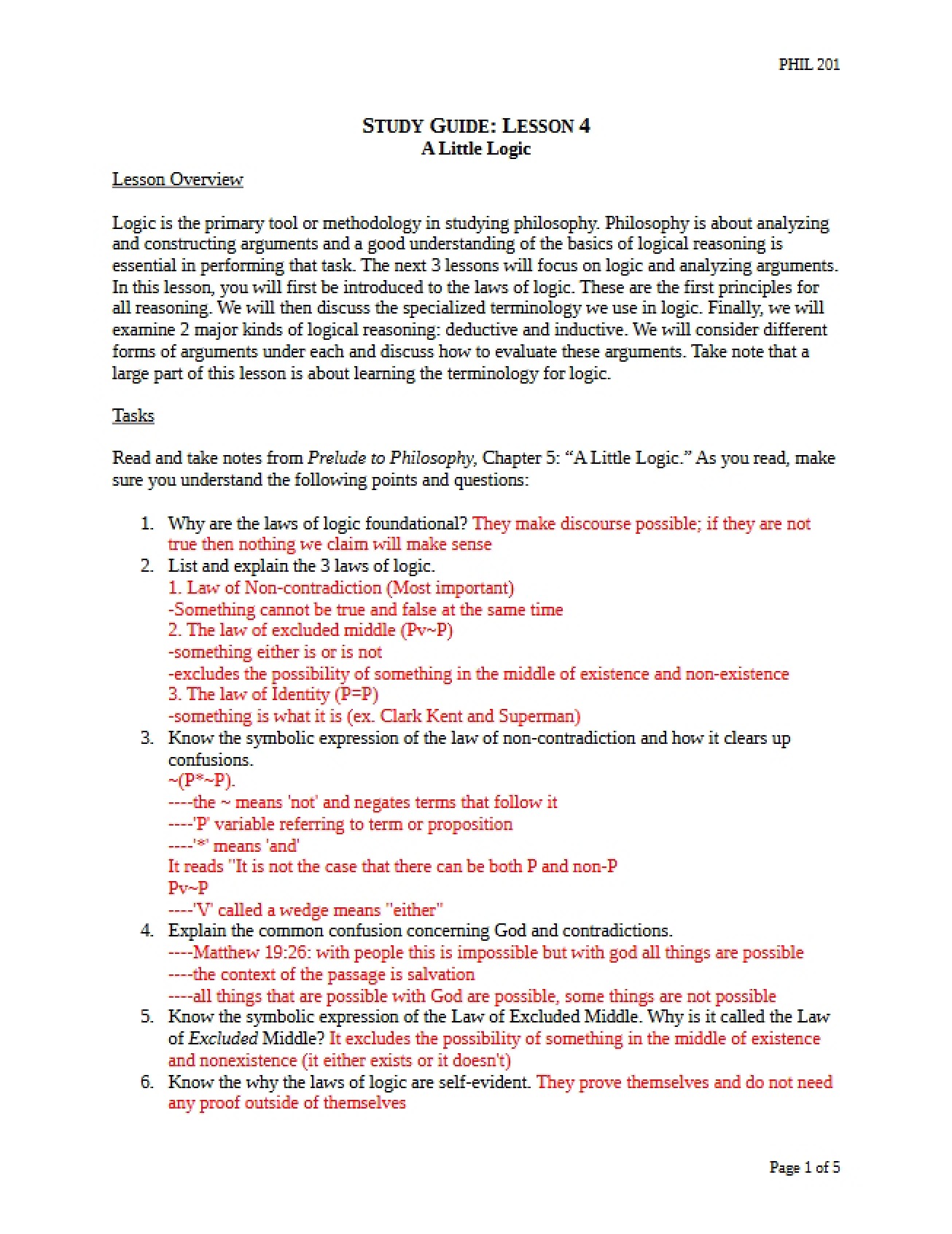 Lesson Four Study Guide