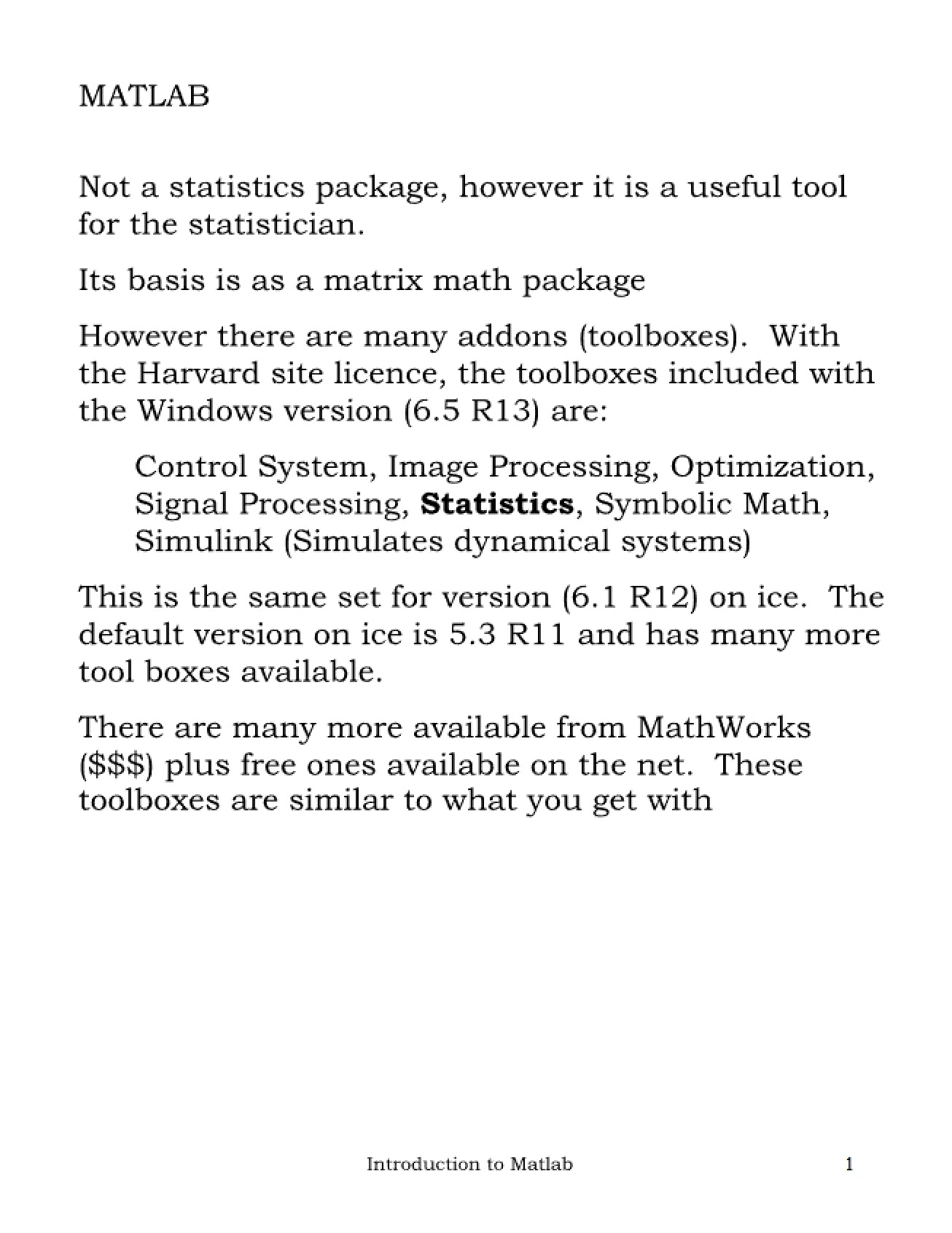 MATLAB Programming Overview