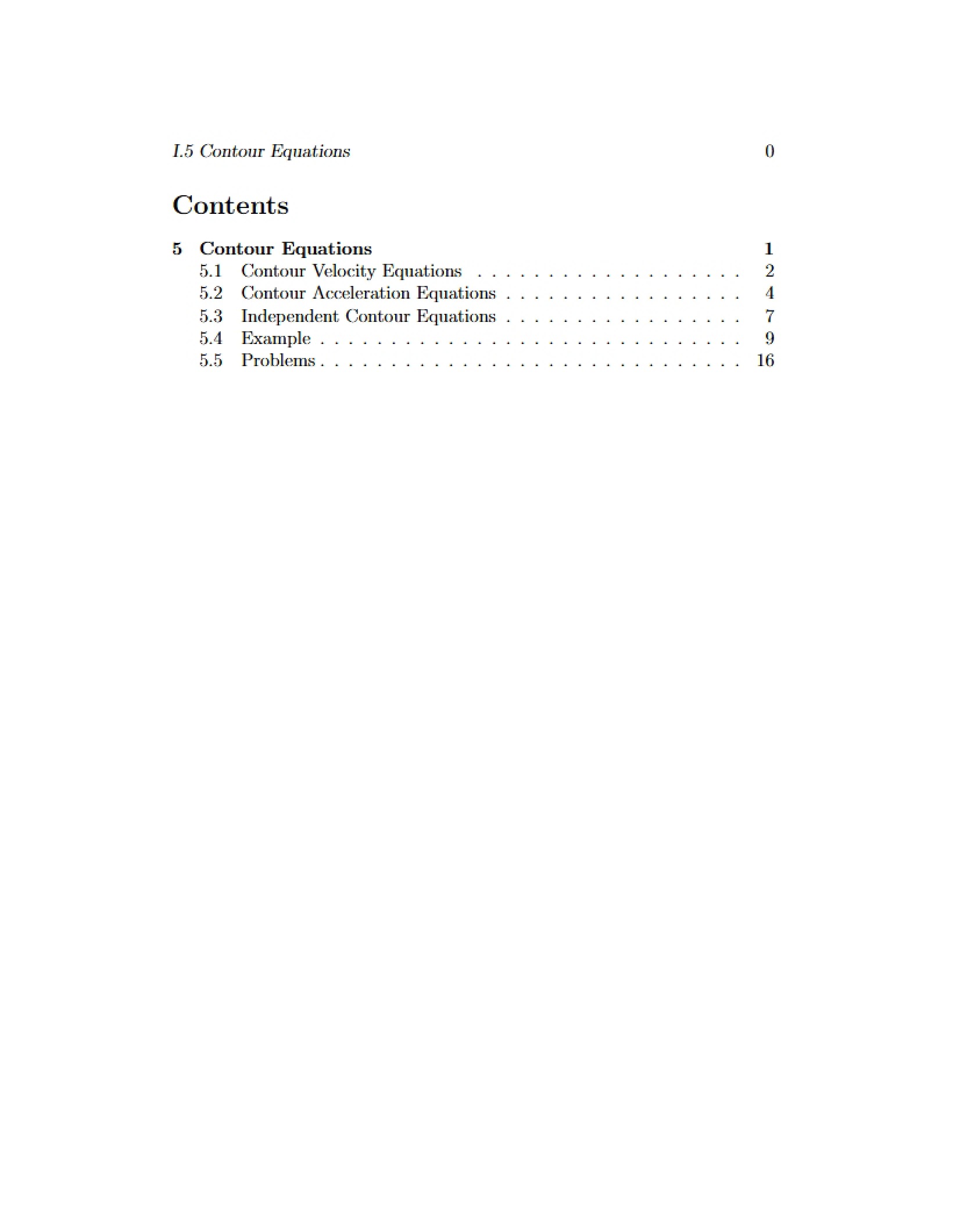 Equations of Contours